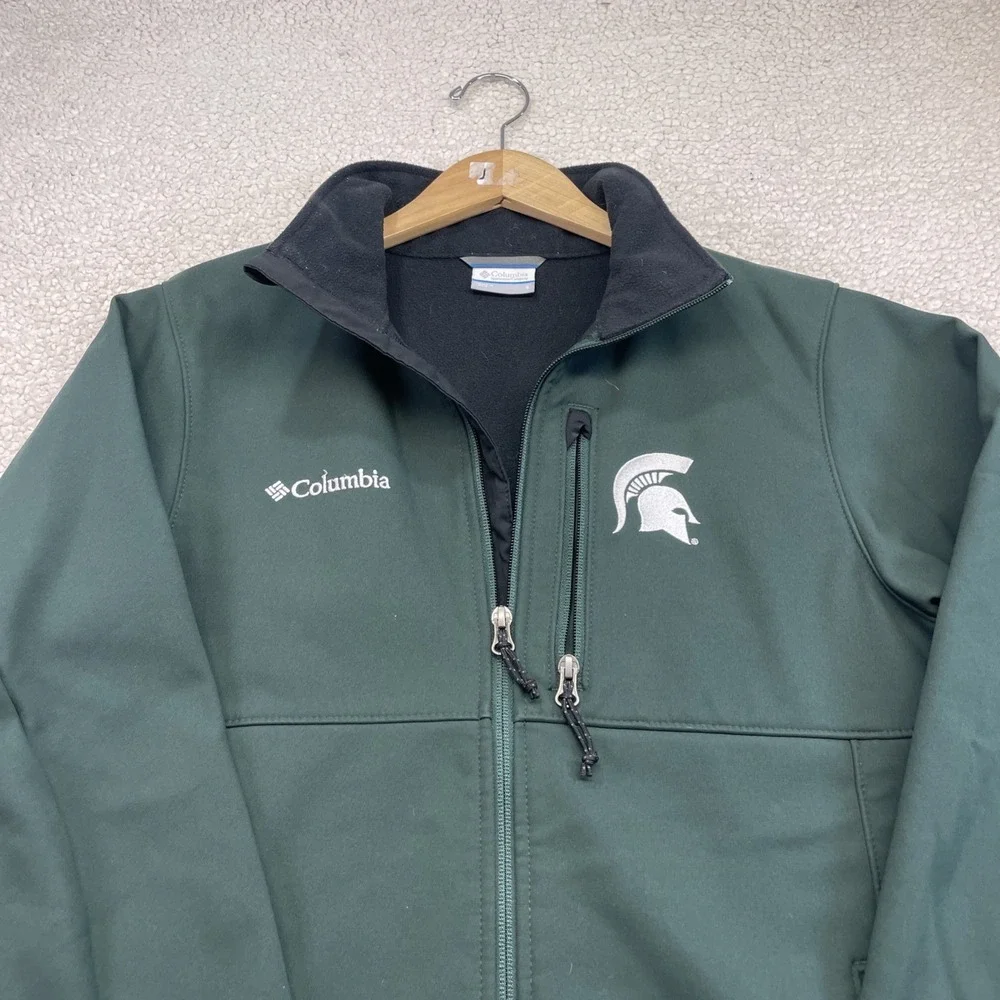 Columbia Jacket Mens S Green Michigan State Spartans Softshell Full Zip Fleece